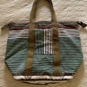 ÉPICÉ Striped Cotton Canvas Tote Bag